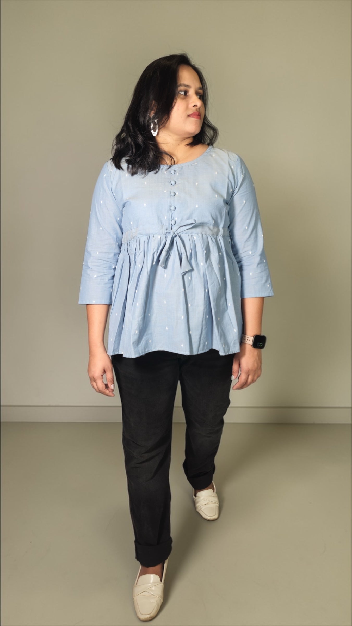 Azure Peplum Top