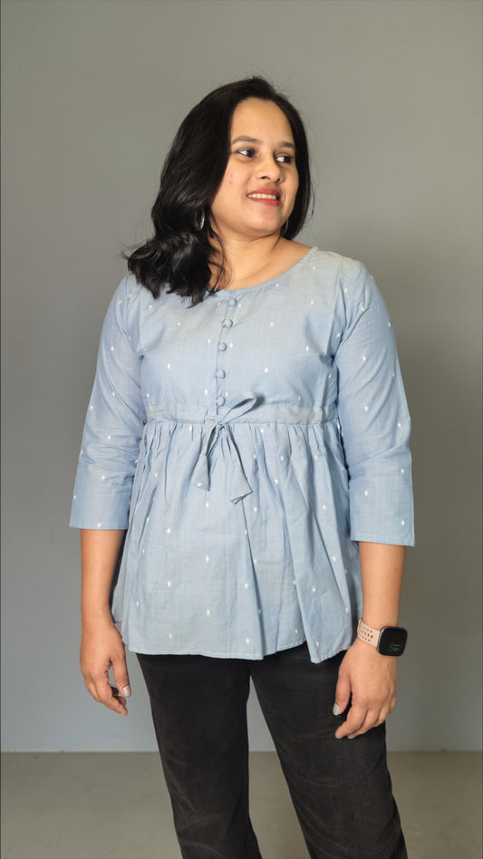 Azure Peplum Top