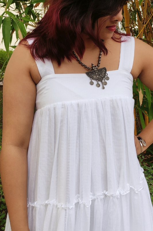 White Kota Tiered Dress
