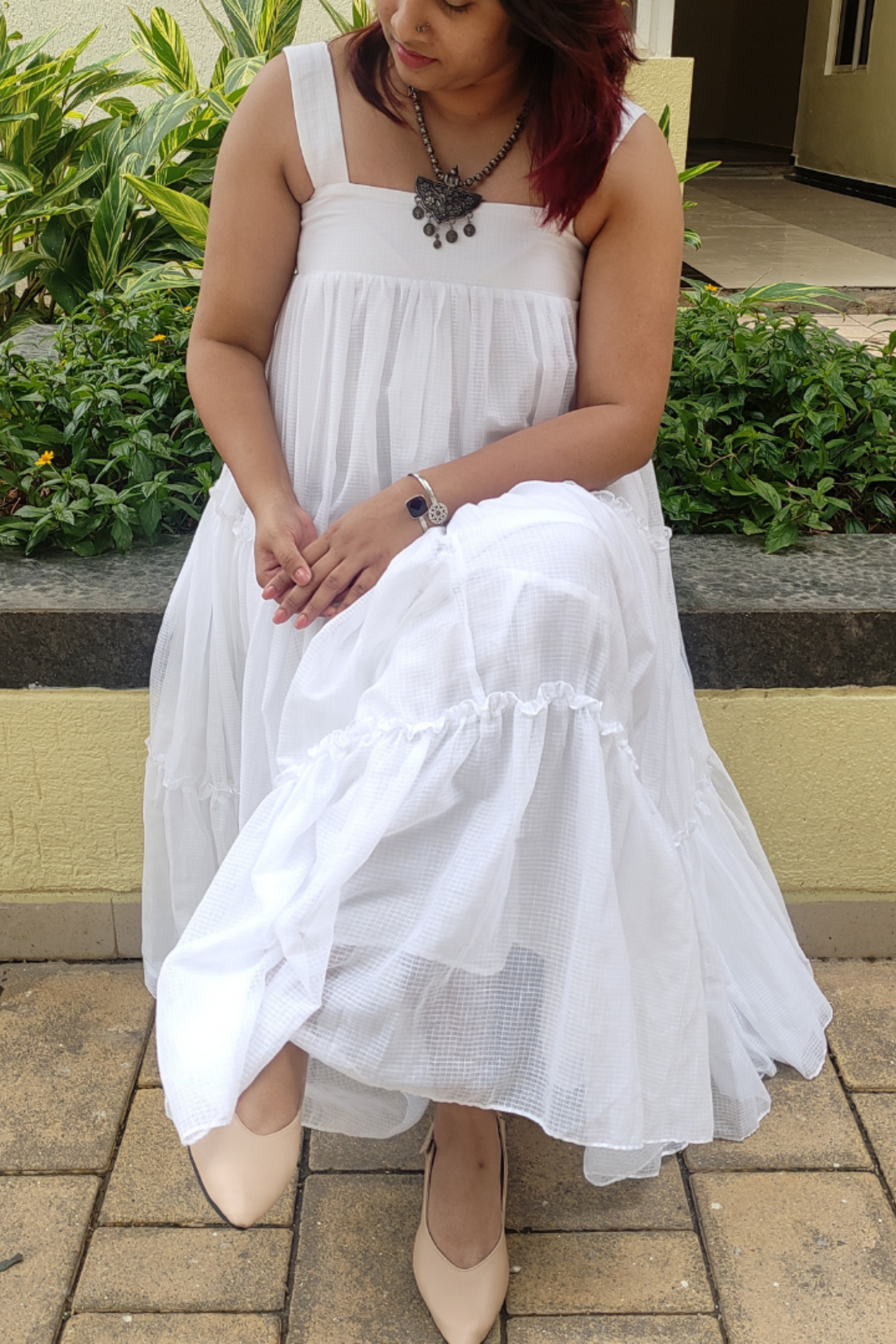 White Kota Tiered Dress