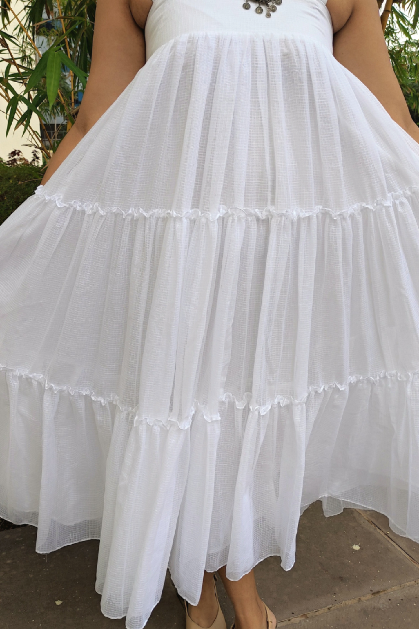 White Kota Tiered Dress