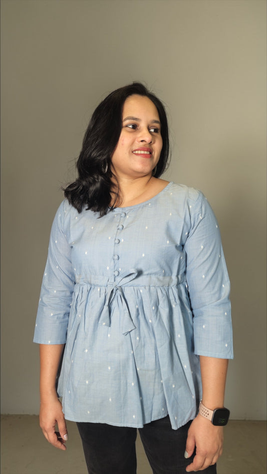 Azure Peplum Top