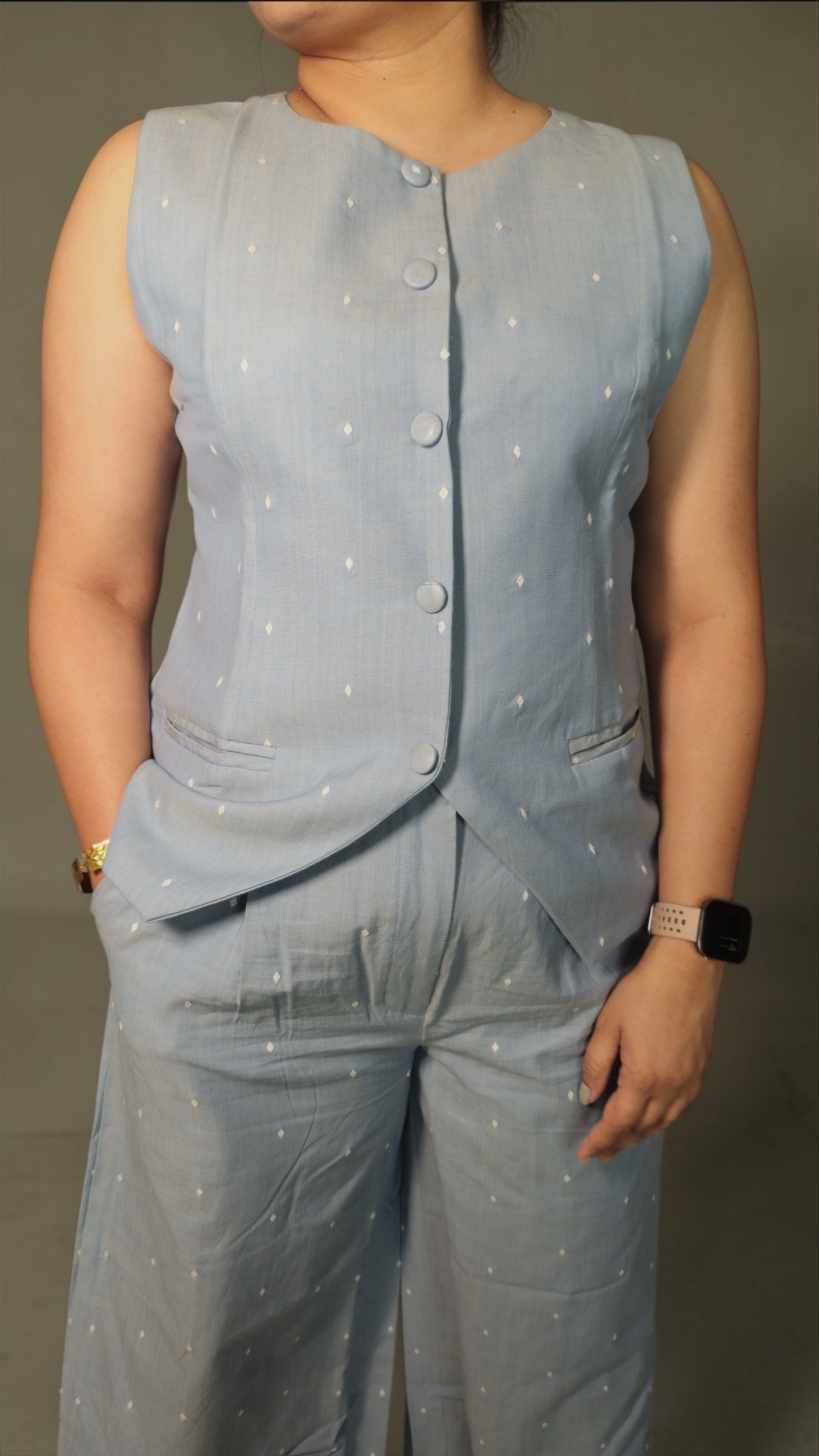 Azure Waistcoat - Wide legged Trousers