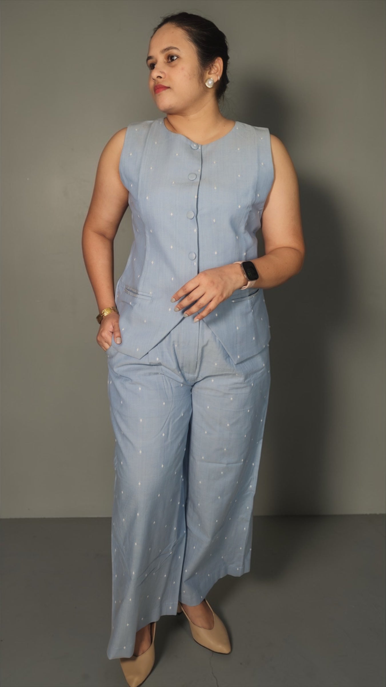 Azure Waistcoat - Wide legged Trousers