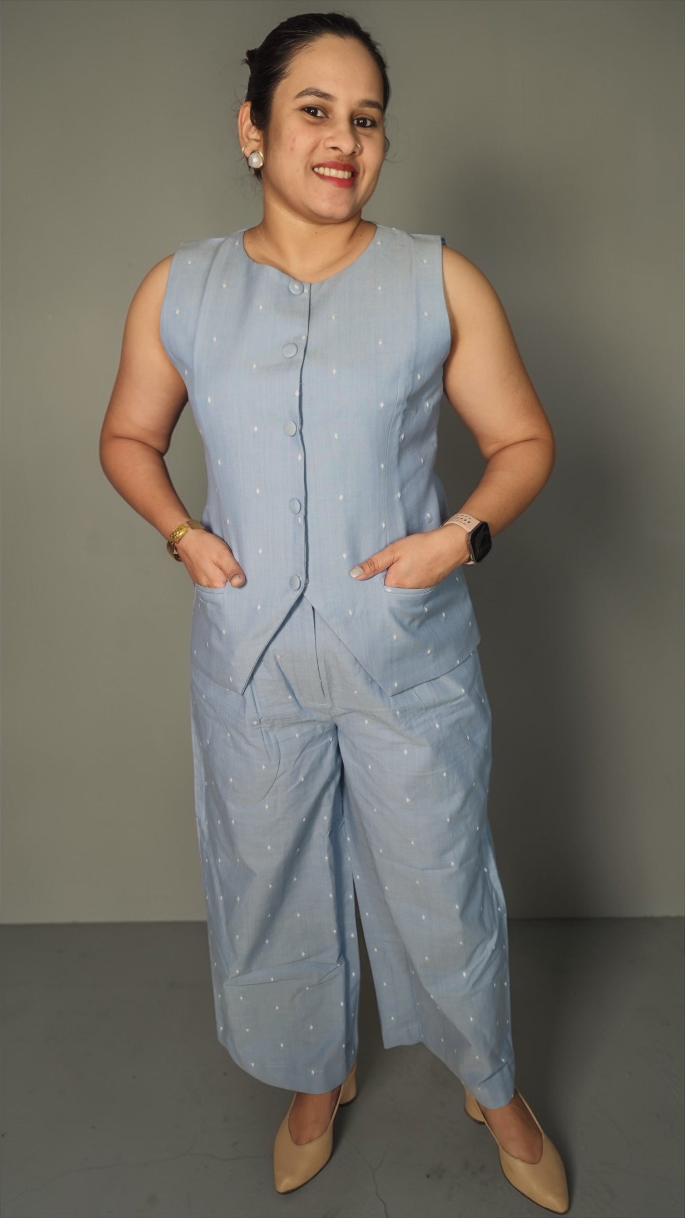 Azure Waistcoat - Wide legged Trousers