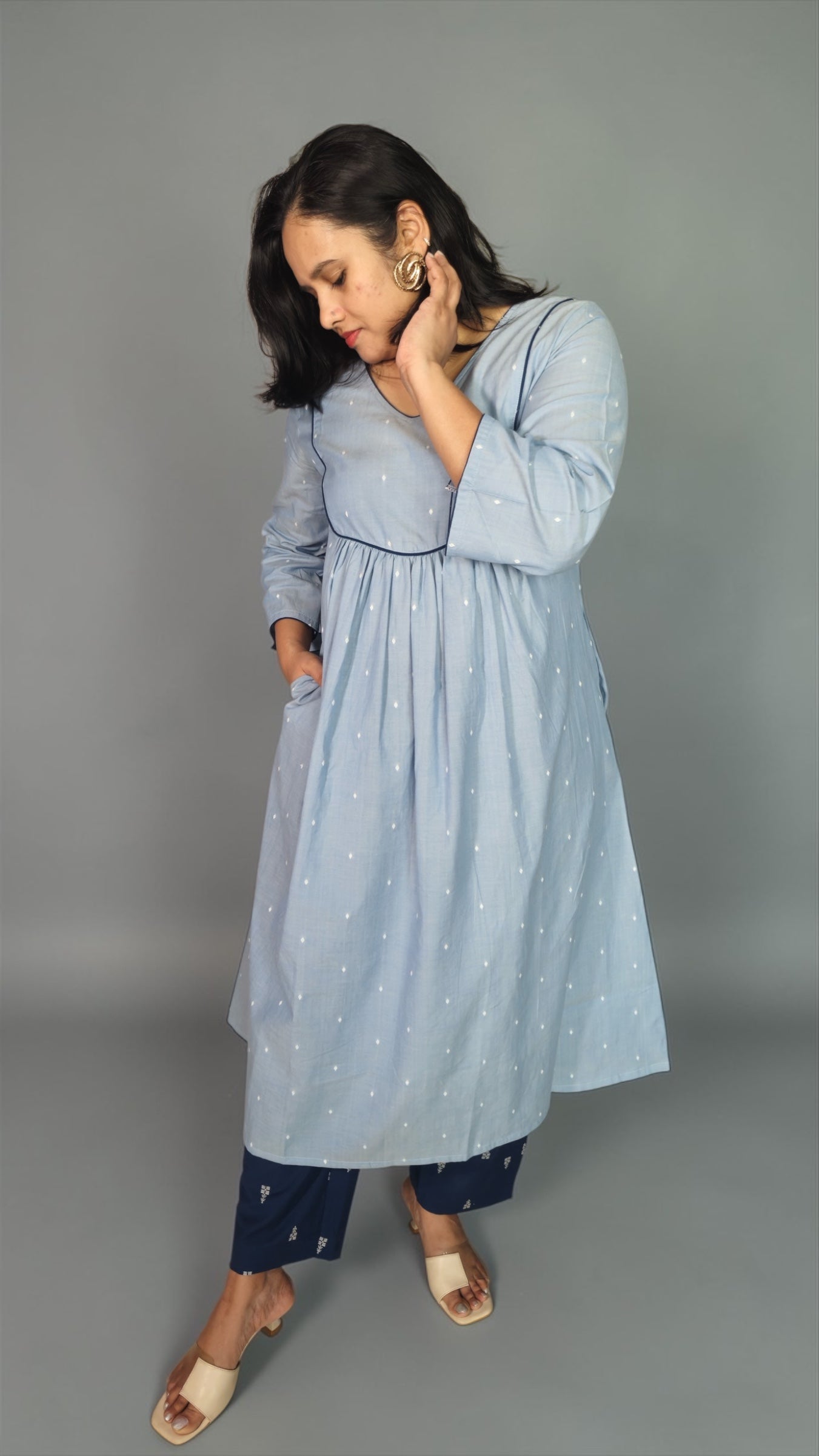Azure Yoke Kurta set