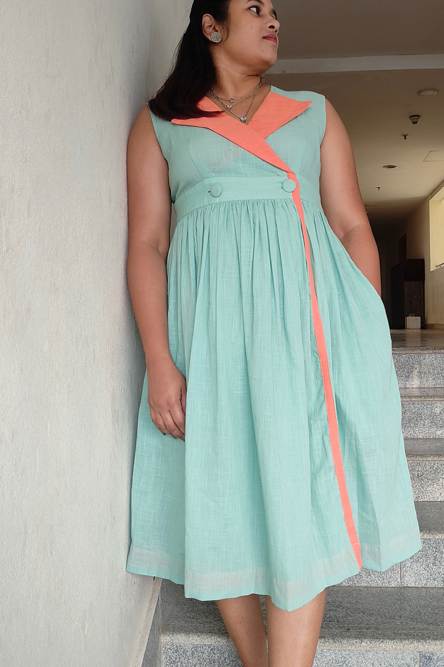 Colourblock wrap dress