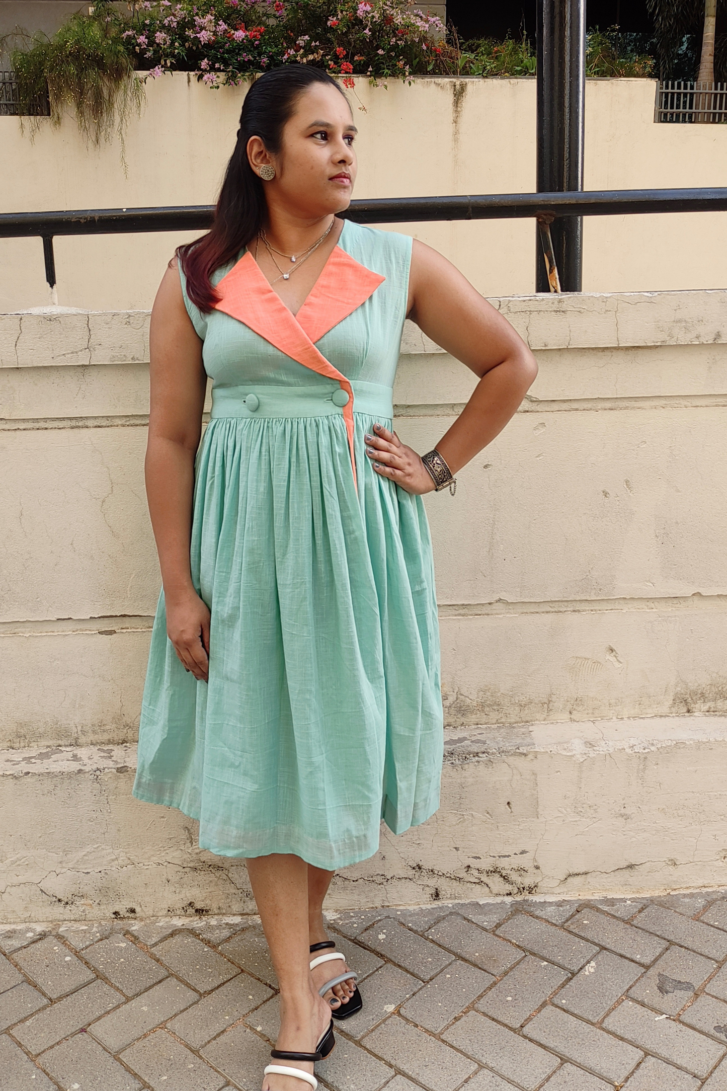 Colourblock wrap dress